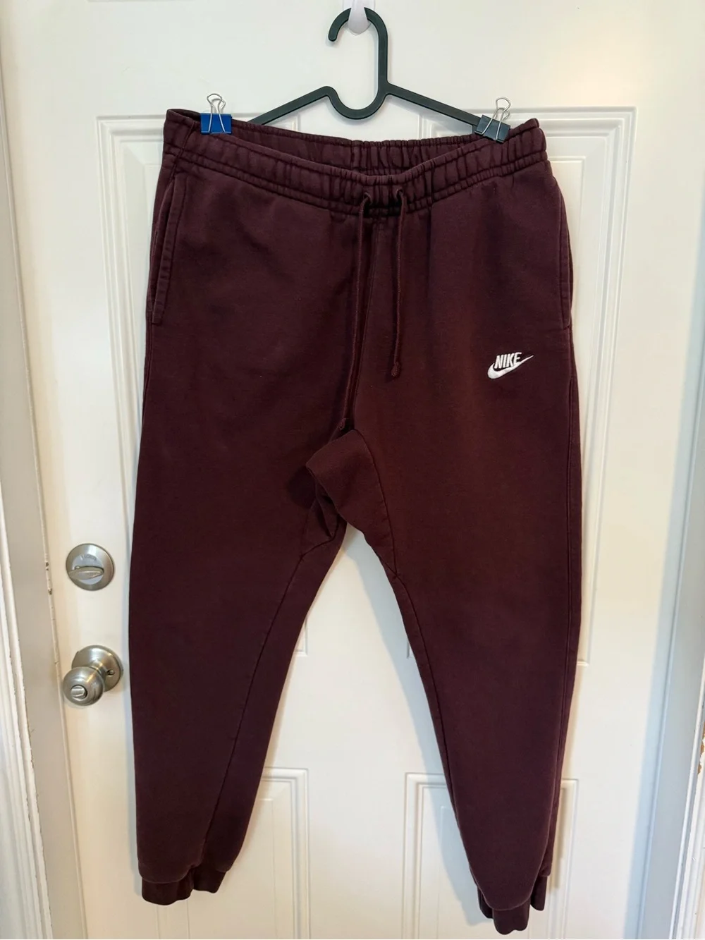 Nike men’s Burgundy Joggers with White Logo